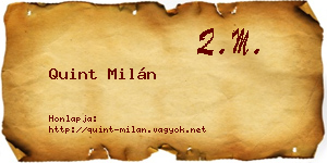 Quint Milán névjegykártya